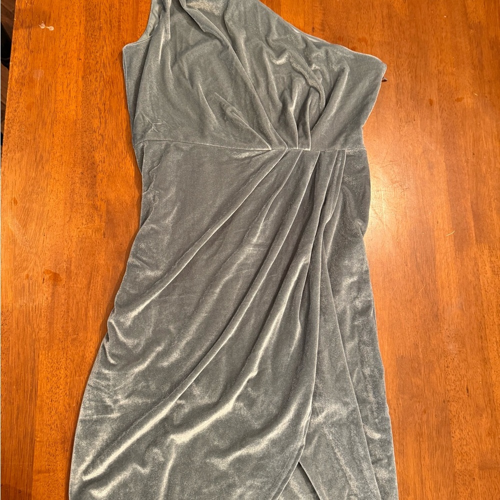 Baltic Born Silver One Shoulder Ruched Cocktail Dress